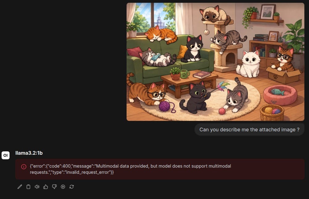 Error message upon attaching an image