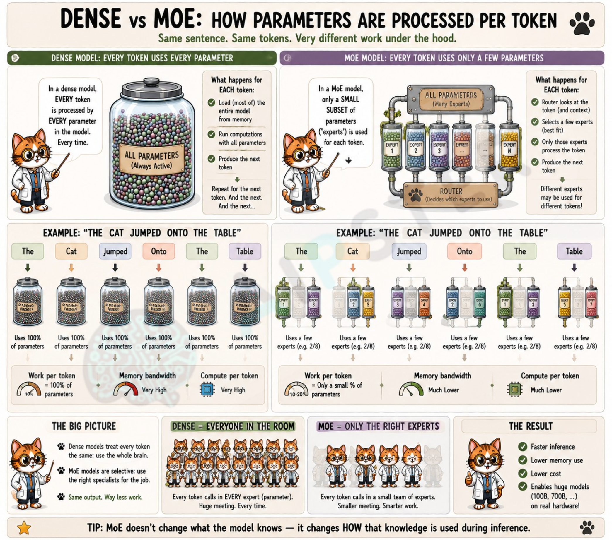 MoEs use just a subset of their parameters during inference