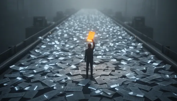 Figure picking one golden ticket from an endless treadmill of glowing tickets, AI vulnerability discovery economics